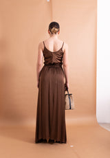 Gonna Lunga Haveone Marrone in Viscosa – Silhouette Fluida e Colore Cioccolato