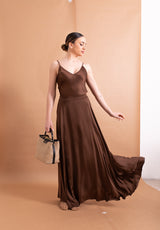 Gonna Lunga Haveone Marrone in Viscosa – Silhouette Fluida e Colore Cioccolato