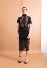 Gonna Midi Imperial Nera in Pizzo – Trasparenze e Spacco Laterale