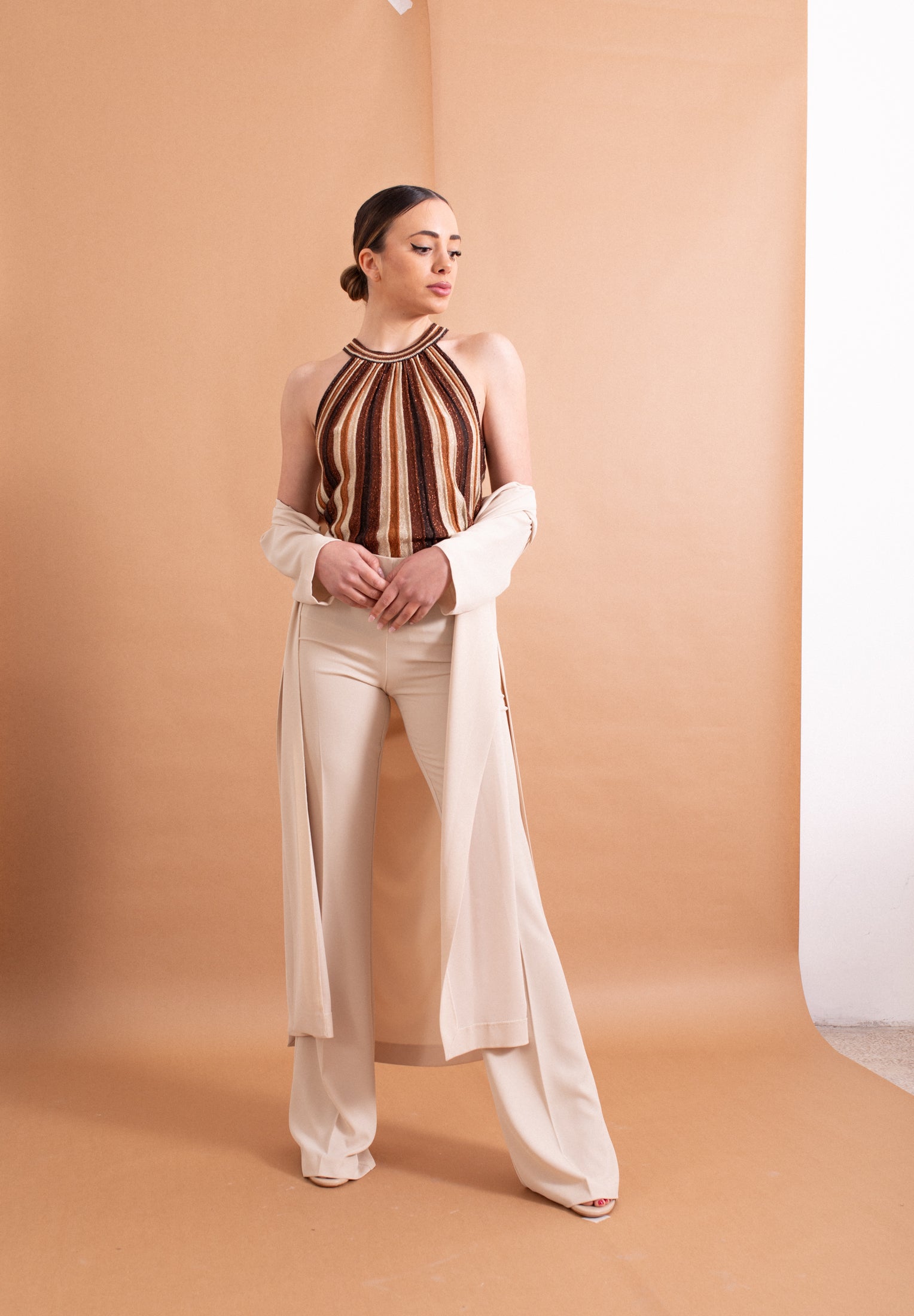 Pantalone Palazzo Lokita Panna – Tessuto Fluido Leggero e Chic