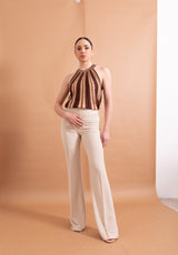 Pantalone Palazzo Lokita Panna – Tessuto Fluido Leggero e Chic