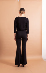 Pantaloni a Zampa Haveone Neri – Eleganza Silhouette Flare e Fit Sartoriale