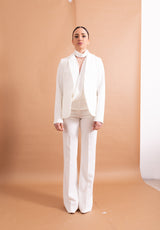 Blazer Slim Lokita Bianco – Giacca Monobottone in Tessuto Tecnico