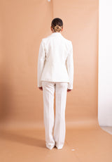 Blazer Slim Lokita Bianco – Giacca Monobottone in Tessuto Tecnico