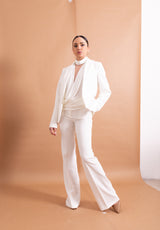 Blazer Slim Lokita Bianco – Giacca Monobottone in Tessuto Tecnico