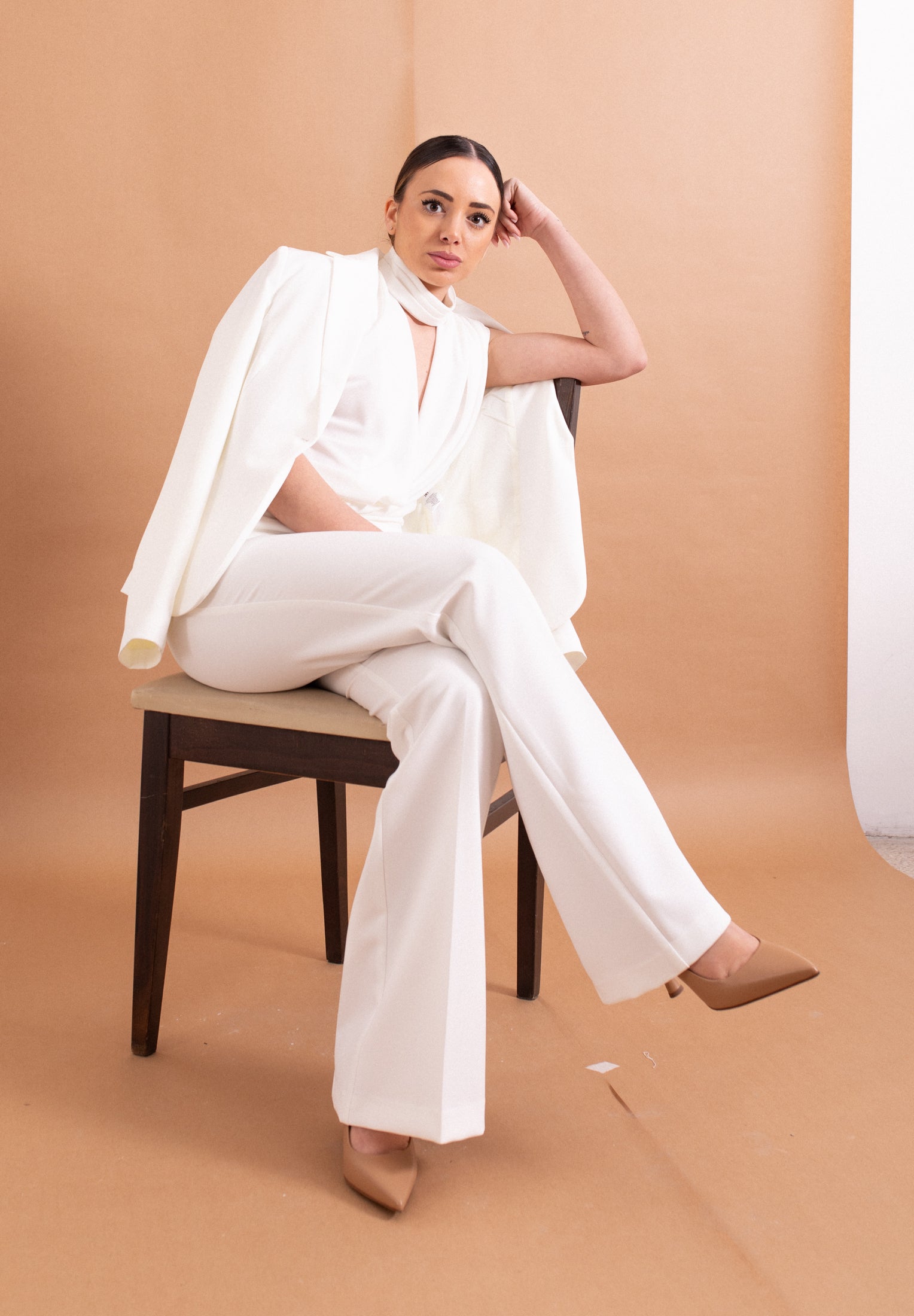 Blazer Slim Lokita Bianco – Giacca Monobottone in Tessuto Tecnico