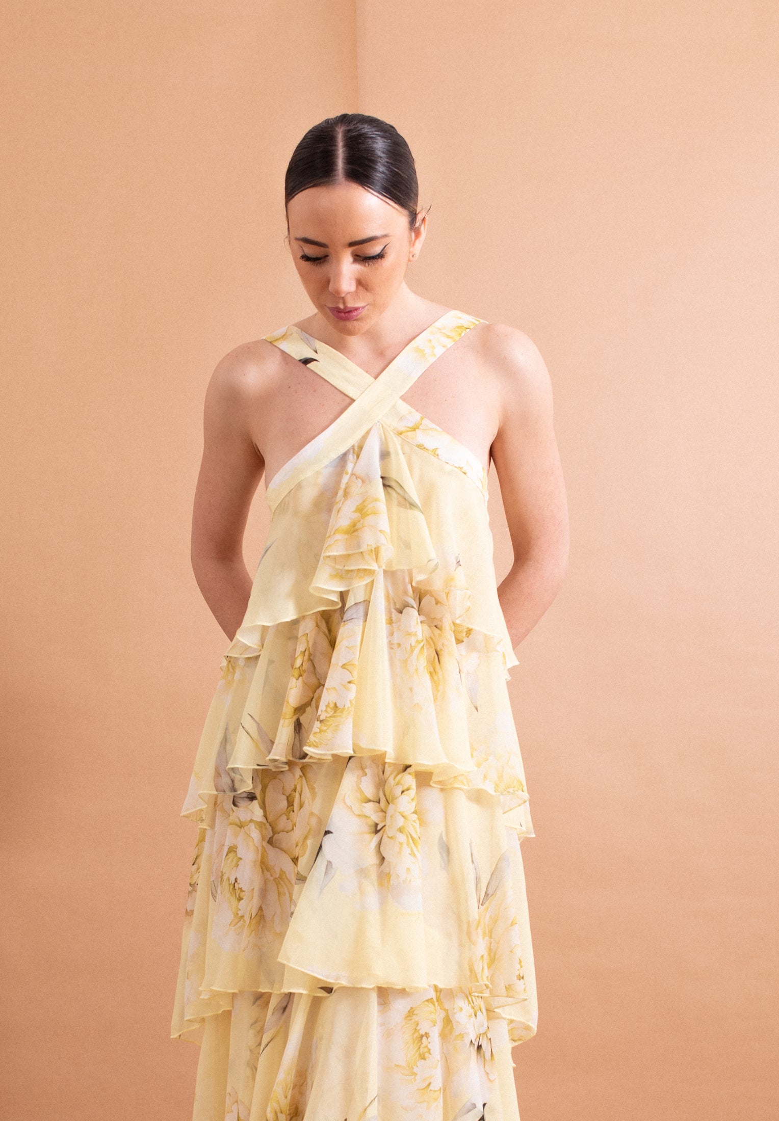 Abito Lungo Peony Silence Limited Giallo – Esplosione Floreale e Fascino Boho-Chic