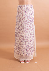 Gonna Midi Lokita Panna e Lilla – Fantasia Floreale con Spacco e Pizzo