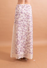 Gonna Midi Lokita Panna e Lilla – Fantasia Floreale con Spacco e Pizzo