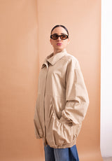 Bomber Lungo Haveone Beige – Comfort Oversize e Design Urban Minimal
