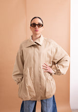 Bomber Lungo Haveone Beige – Comfort Oversize e Design Urban Minimal