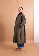 Vicolo Trench Waterproof Militare – Colletto in Velluto e Design Contemporaneo