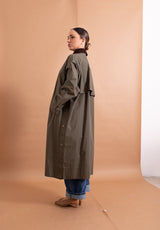 Vicolo Trench Waterproof Militare – Colletto in Velluto e Design Contemporaneo