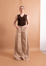 Pantalone Vicolo Palazzo Madison – Taglio Fluido e Colore Beige