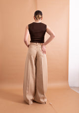 Pantalone Vicolo Palazzo Madison – Taglio Fluido e Colore Beige