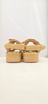 Zeppa platform in rafia naturale oro Fiorina
