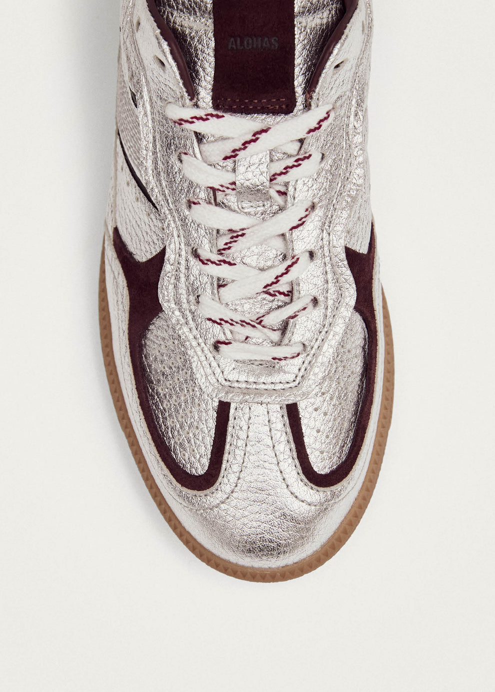 Sneakers ALOHAS Tb.490 Grain Shimmer Silver & Burgundy – Riflessi Argento e Accenti Vintage