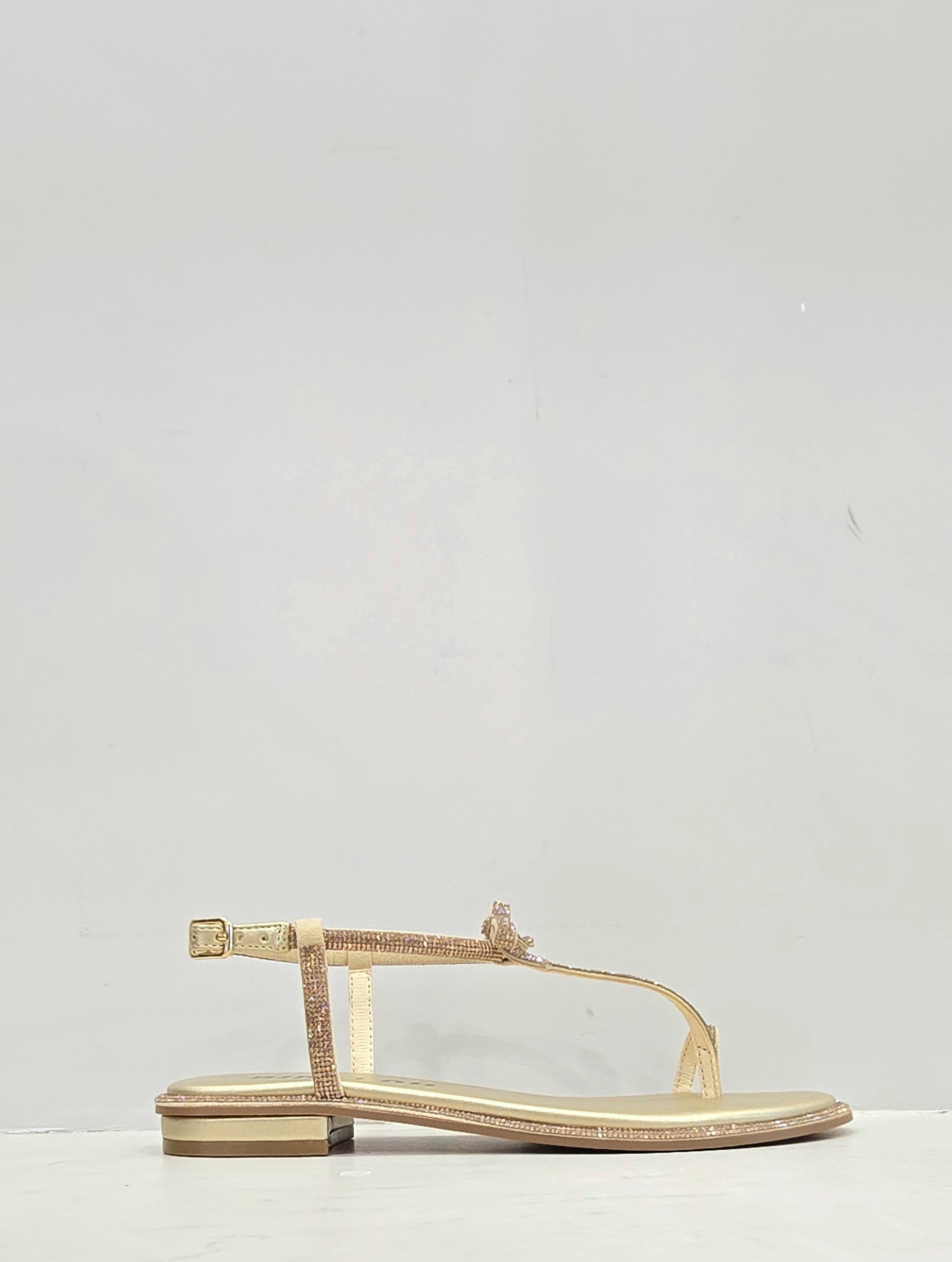 Infradito flat oro, con strass e fiocchetti Bibi Lou