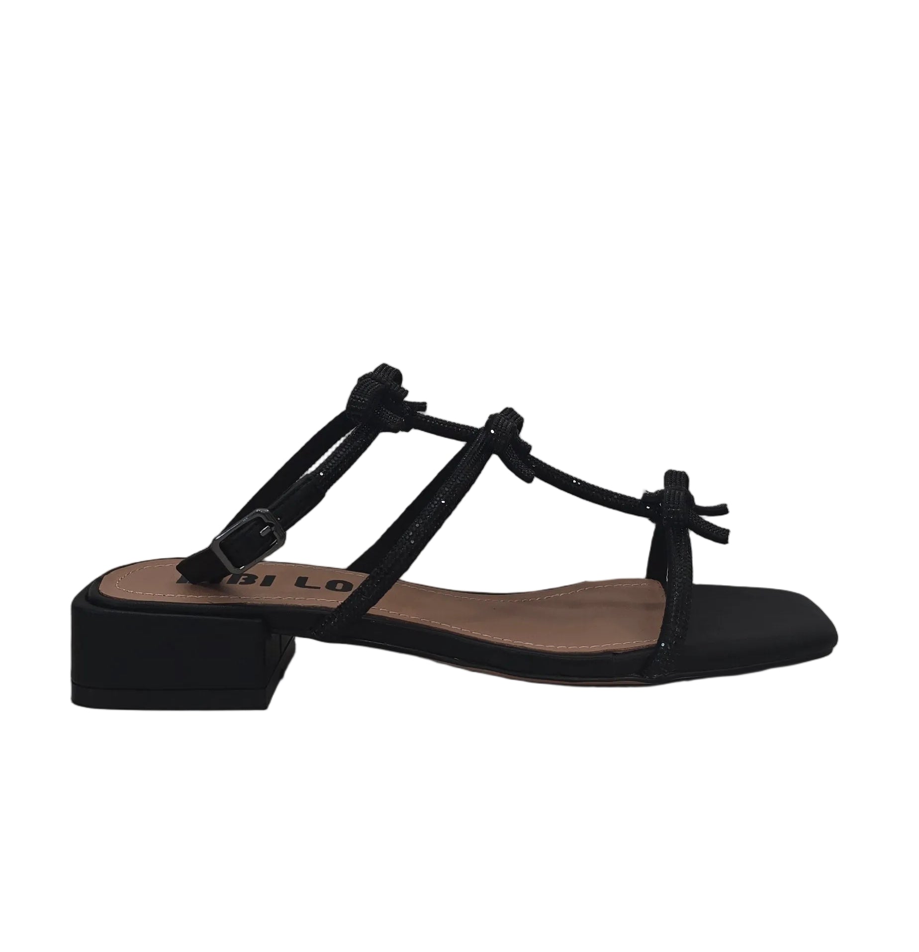 Sandali Gioiello Bibi Lou Poline Nero – Pelle e Strass con Fiocchi Intrecciati e Tacco 3 cm