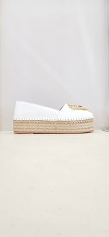 Espadrilles di pelle bianca con accessorio prezioso Fiorina