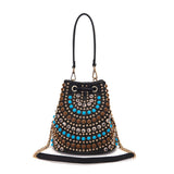 Secchiello La Carrie Andromeda Raffia Naturale e Oro - Borsa Bijoux | Peccatidistile