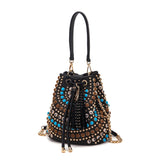 Secchiello La Carrie Andromeda Raffia Naturale e Oro - Borsa Bijoux | Peccatidistile