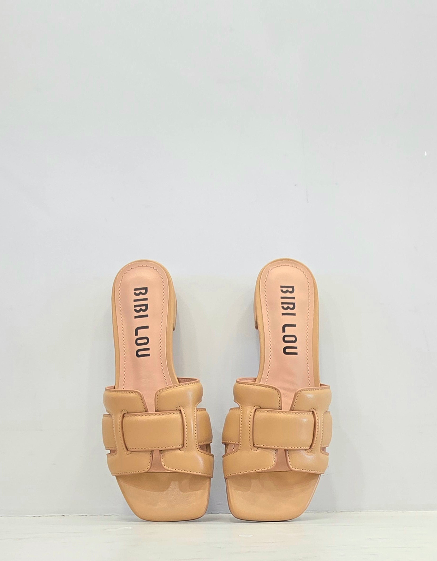 Ciabatta flat cuoio fascia intrecciata Bibi Lou