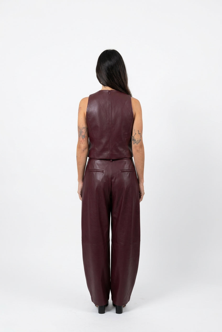Gilet Donna Imperial Bordeaux in Pelle Sintetica a 4 Bottoni – Gilet Sartoriale Elegante