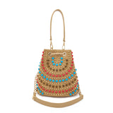 Secchiello La Carrie Andromeda nero in Raffia e Pietre - Borsa Boho-Chic | Peccatidistile