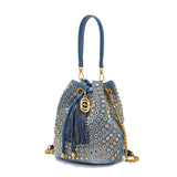 Secchiello La Carrie 208-CAS Denim e Strass - Borsa Jeans Laserata | Peccatidistile