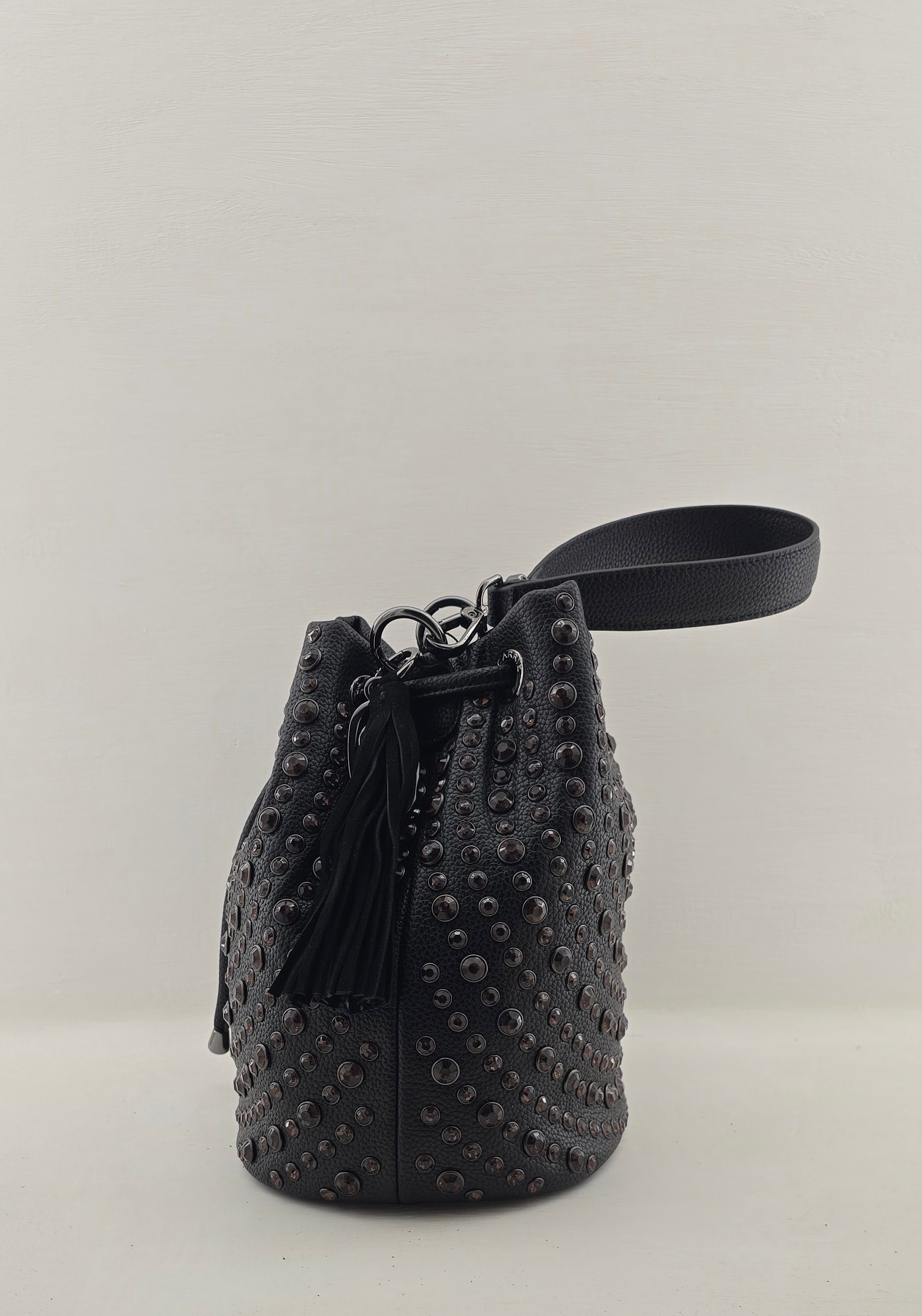Borsa Secchiello La Carrie Andromeda in Ecopelle TPU – Borsa a Spalla con Borchie e Strass (Copia)