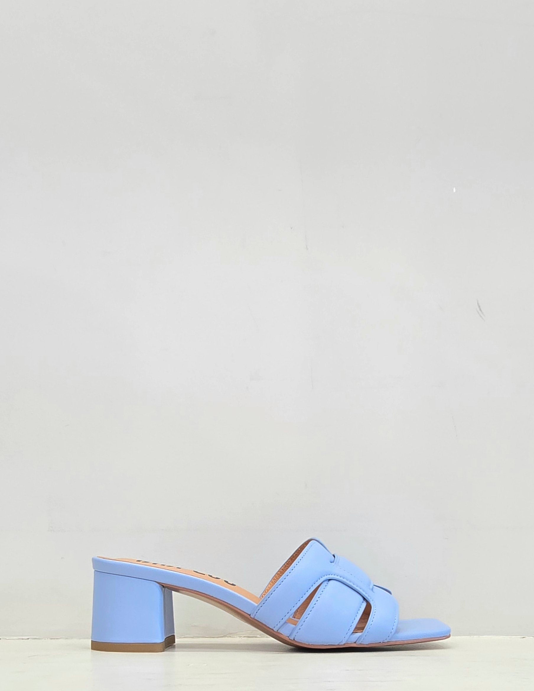 Ciabatta con tacco 5 cm avorio, fascia intrecciata Bibi Lou