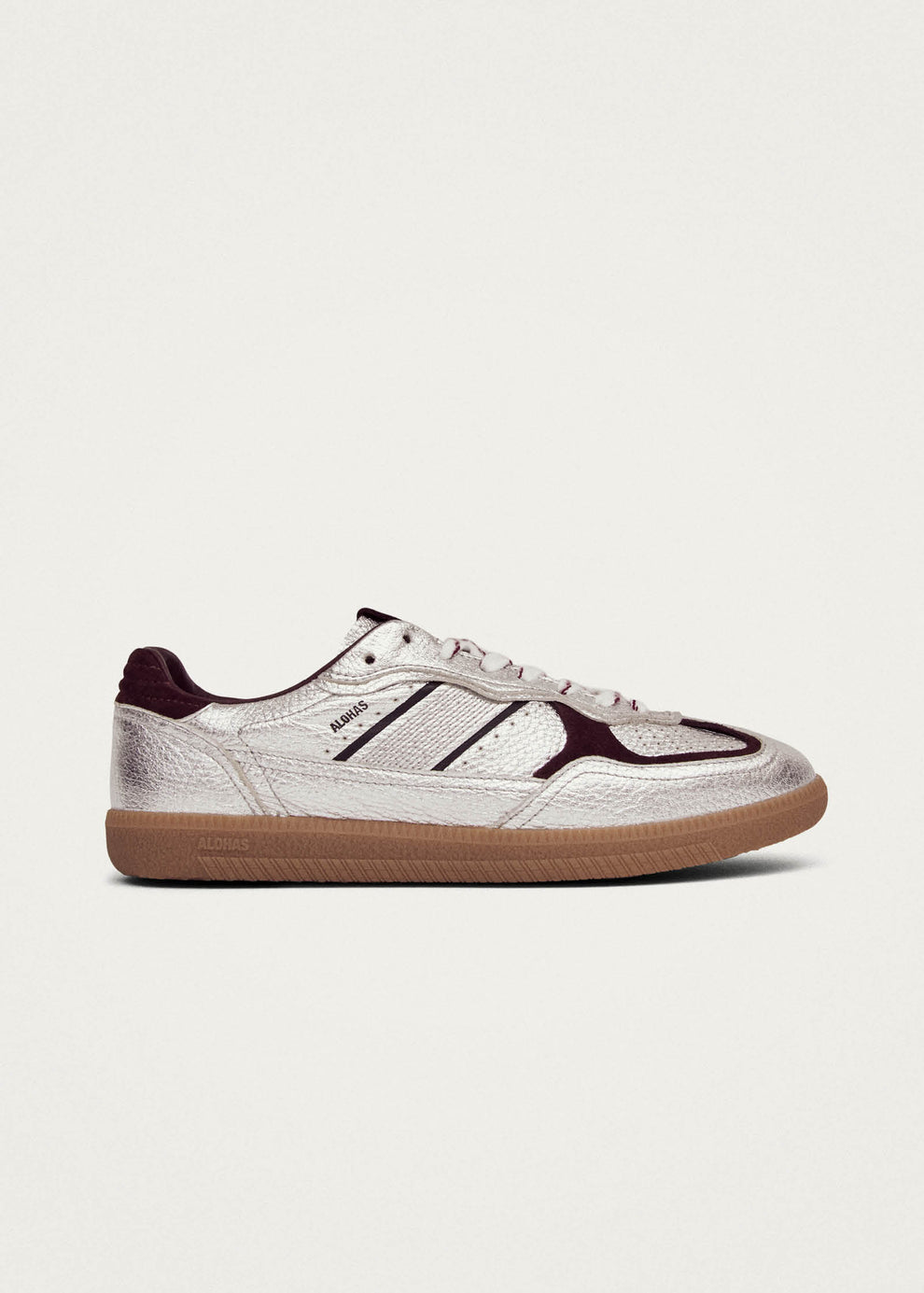 Sneakers ALOHAS Tb.490 Grain Shimmer Silver & Burgundy – Riflessi Argento e Accenti Vintage