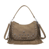 Borsa a Spalla La Carrie Aztec Taupe – Suede, Frange e Spirito Boho-Chic