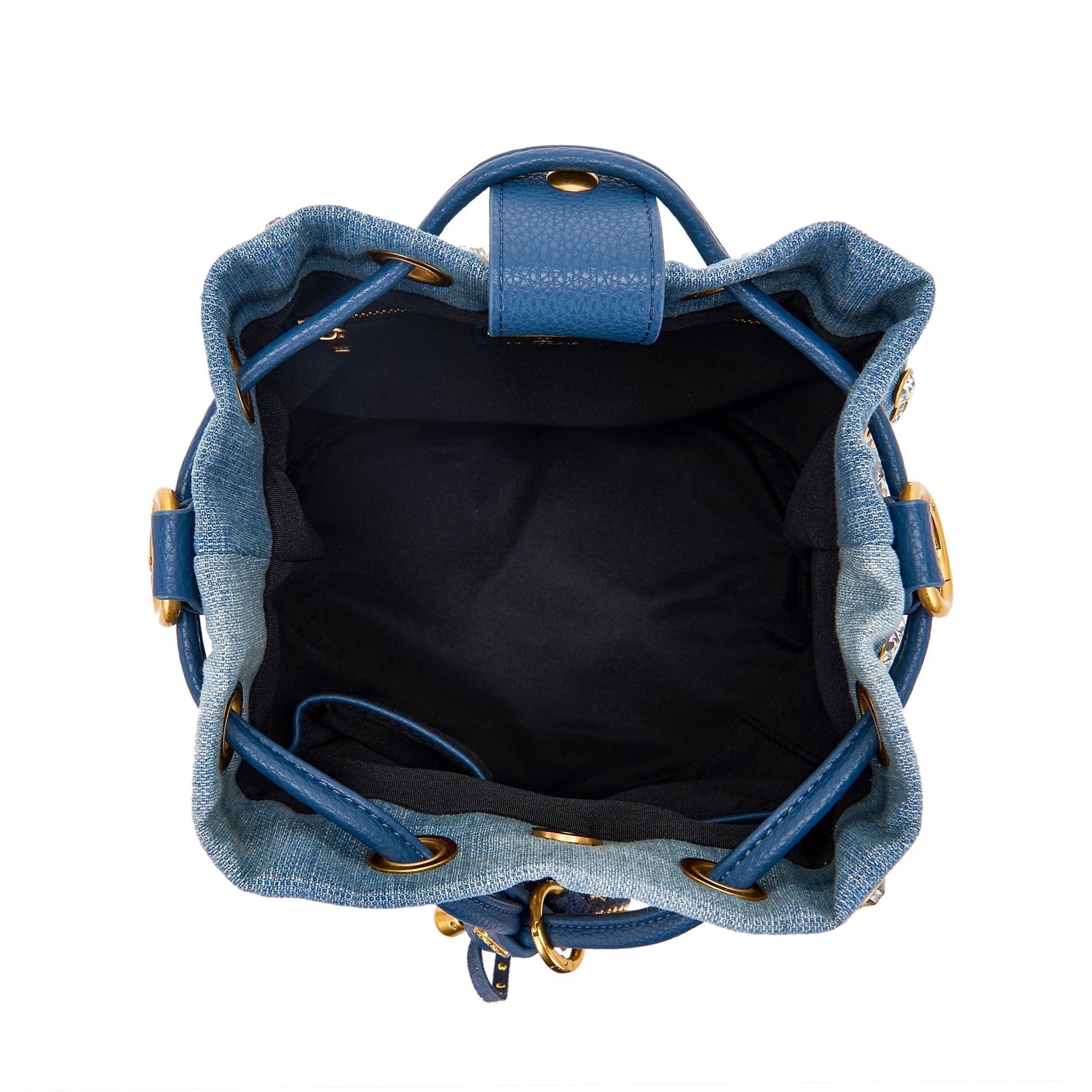 Secchiello La Carrie 208-CAS Denim e Strass - Borsa Jeans Laserata | Peccatidistile