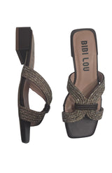 Ciabattine Gioiello Bibi Lou Poline Testa di Moro – Sabot Basso in Camoscio e Strass