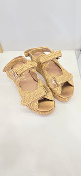 Zeppa platform in rafia naturale oro Fiorina