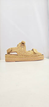Zeppa platform in rafia naturale oro Fiorina