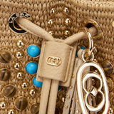 Secchiello La Carrie Andromeda nero in Raffia e Pietre - Borsa Boho-Chic | Peccatidistile