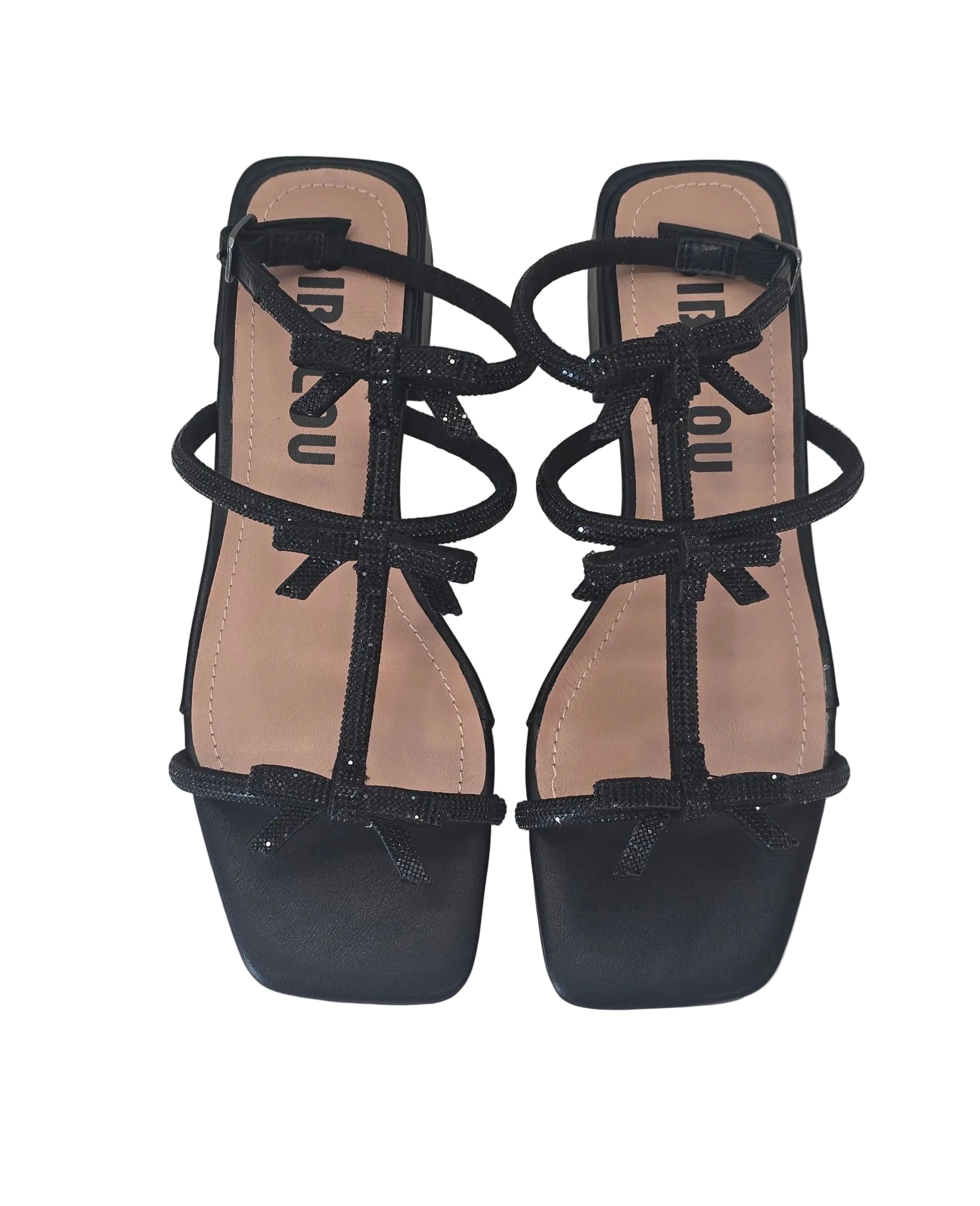 Sandali Gioiello Bibi Lou Poline Nero – Pelle e Strass con Fiocchi Intrecciati e Tacco 3 cm