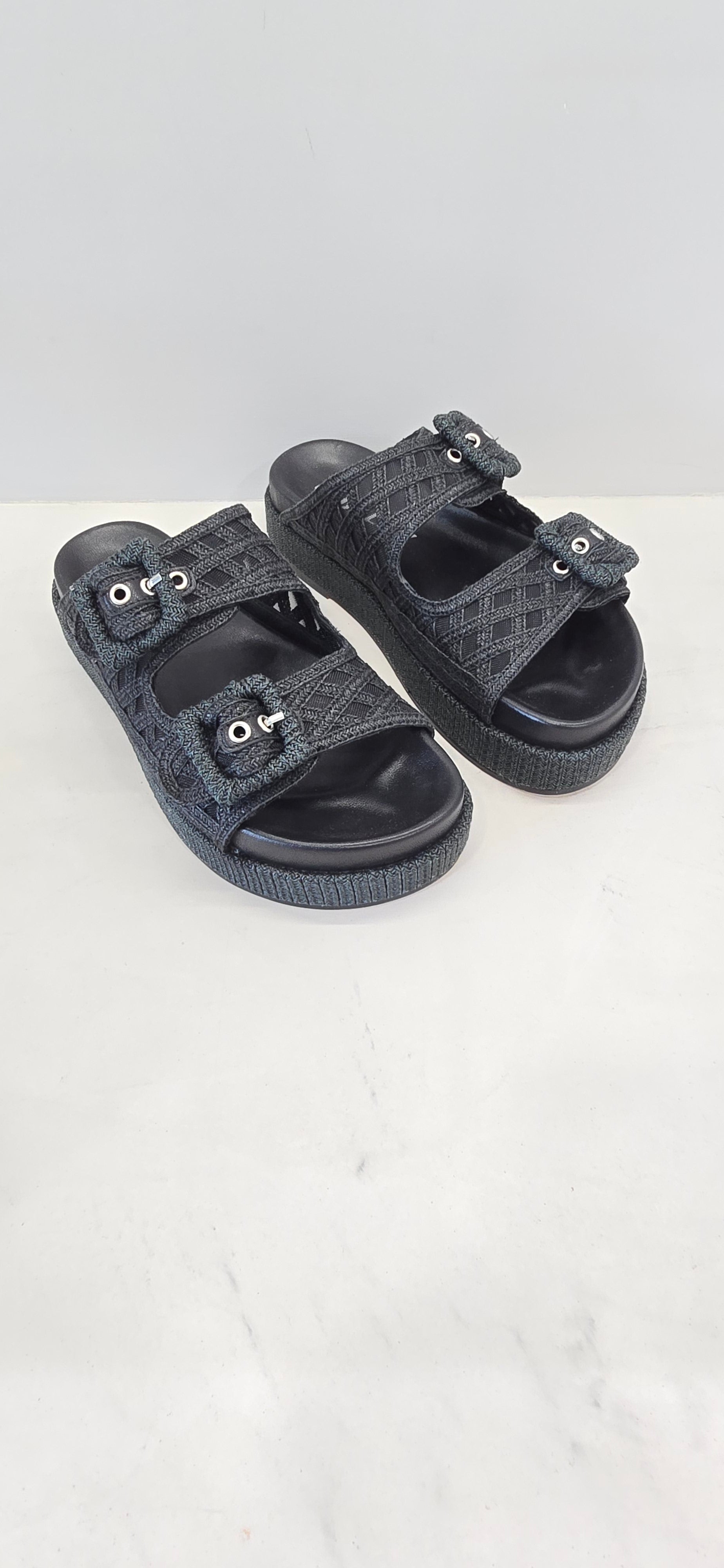 Ciabatta Dalila, doppia fascia in macrame nero BIbi Lou