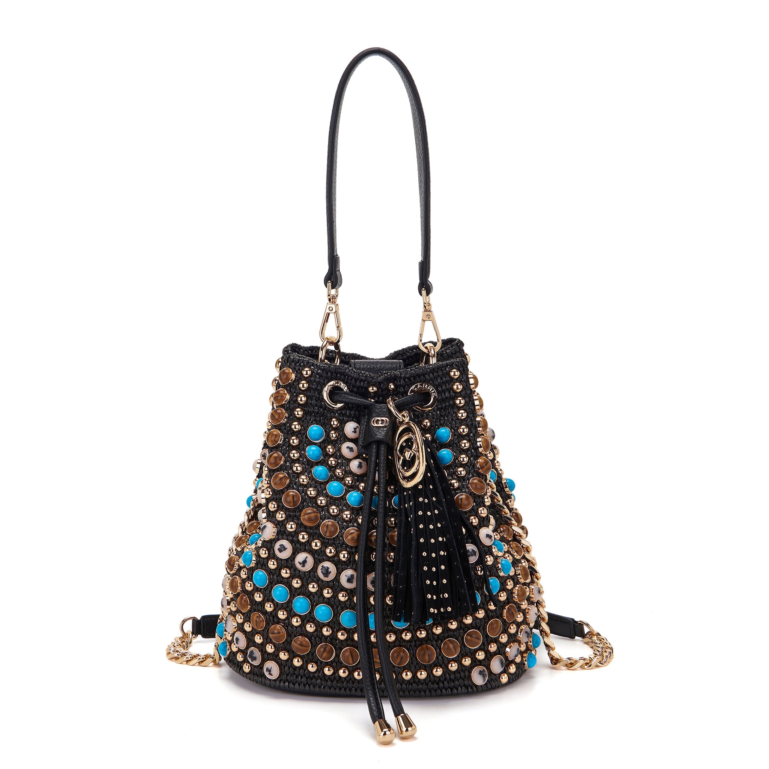 Secchiello La Carrie Andromeda Raffia Naturale e Oro - Borsa Bijoux | Peccatidistile