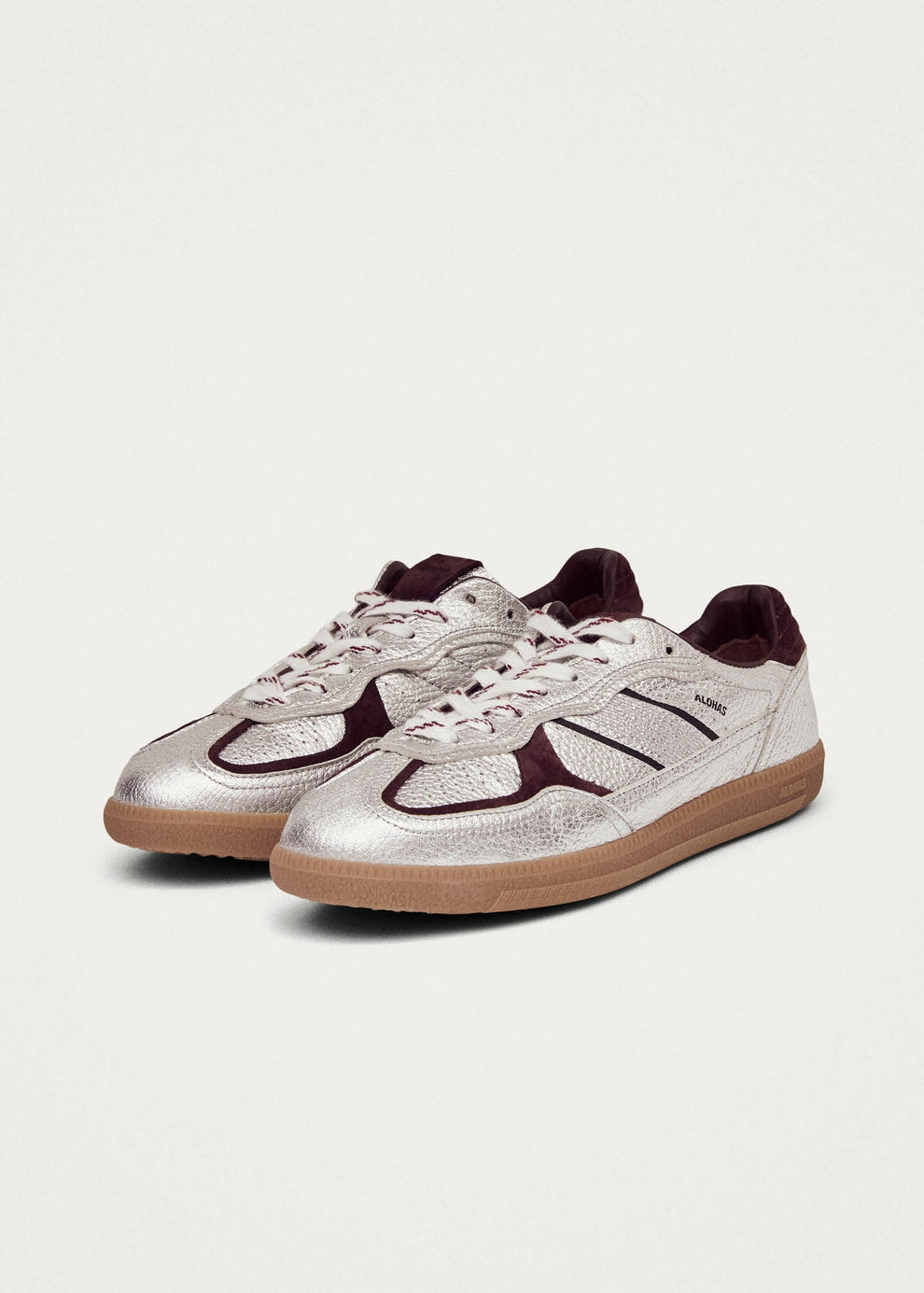 Sneakers ALOHAS Tb.490 Grain Shimmer Silver & Burgundy – Riflessi Argento e Accenti Vintage