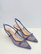 Scarpa con tacco blu a rete Bibi Lou