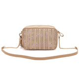 Borsa a Spalla La Carrie Woven Beige – Eleganza Intrecciata e Finitura Glossy