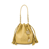 Secchiello La Carrie Basic Ocre – Pregiata Pelle Martellata e Dettagli Gold