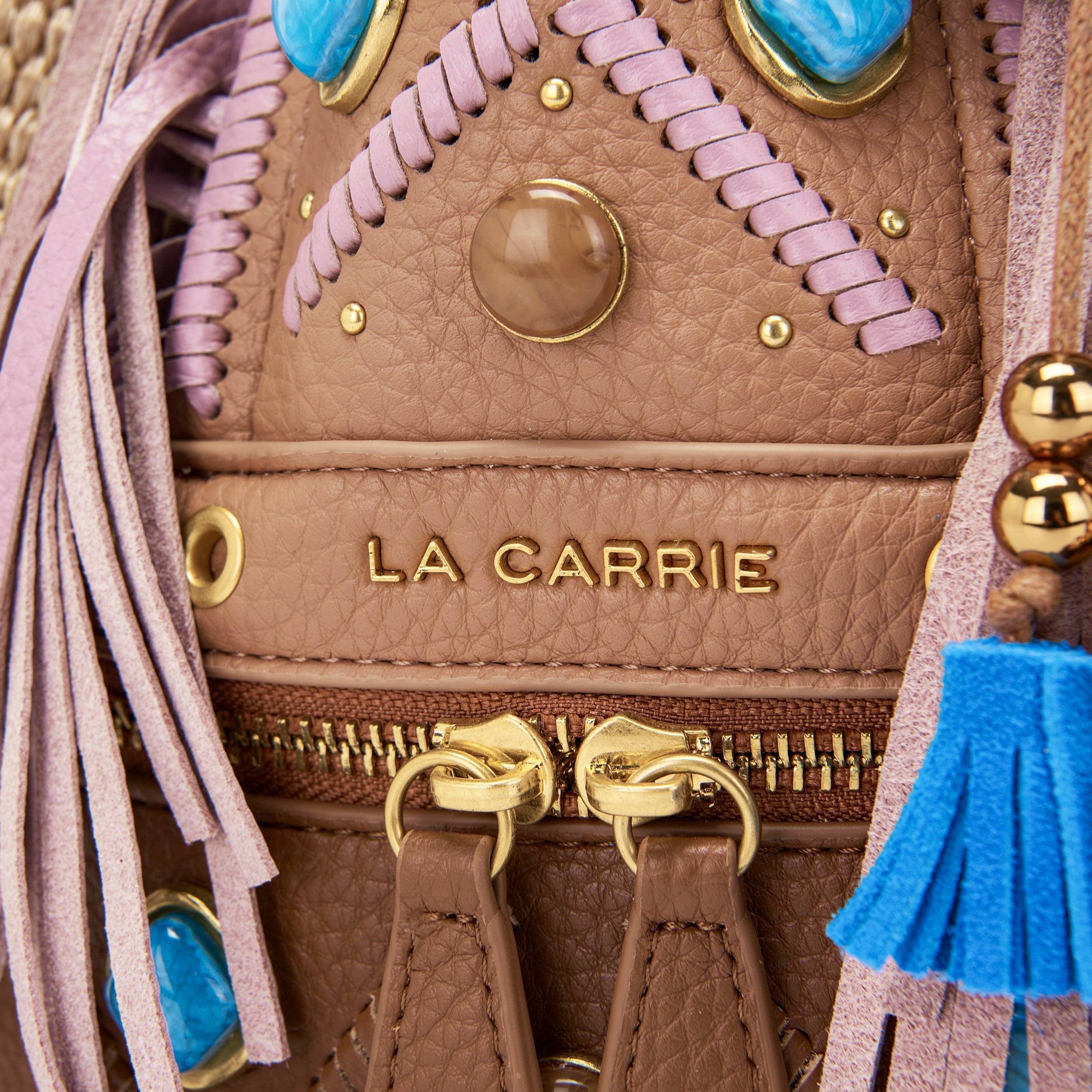 Secchiello La Carrie Jungle Multicolor – Intrecci in Raffia e Dettagli Rock