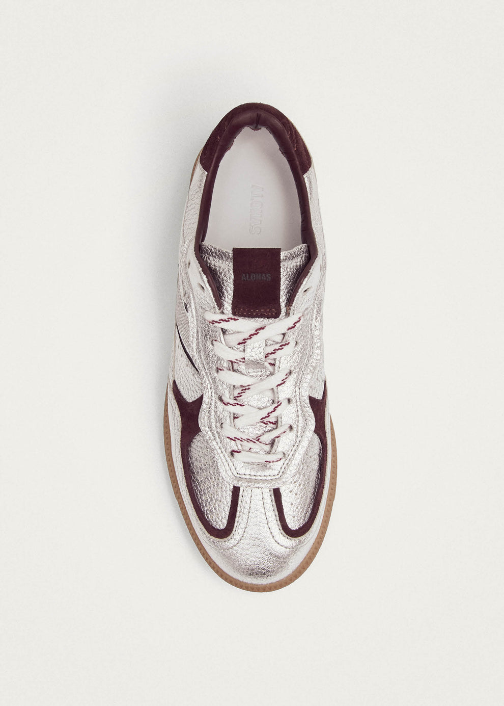 Sneakers ALOHAS Tb.490 Grain Shimmer Silver & Burgundy – Riflessi Argento e Accenti Vintage