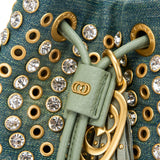 Secchiello La Carrie Andromeda Denim Verde - Borsa Jeans e Strass | Peccatidistile