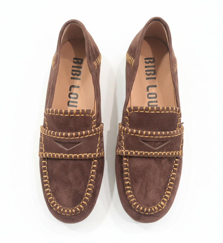 Mocassino in camoscio marrone Bibi Lou